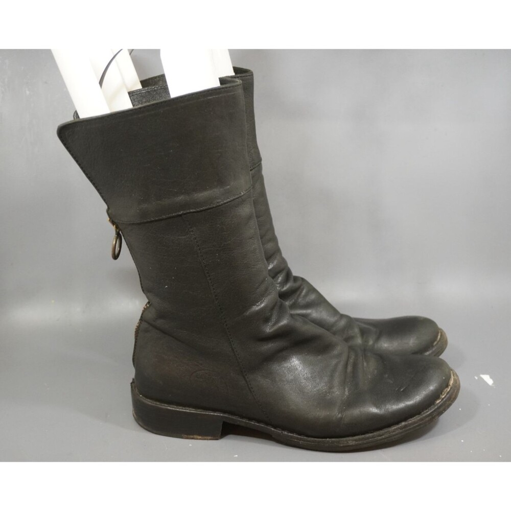 Fiorentini + Baker Eternity Ella Black Leather Boots Fold Cuff EU 38 US 8 Italy